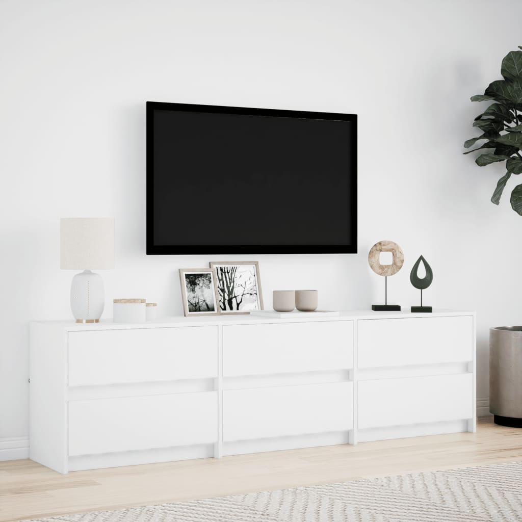 vidaXL Mueble de TV con LED madera de ingeniería blanco 180x34x50 cm