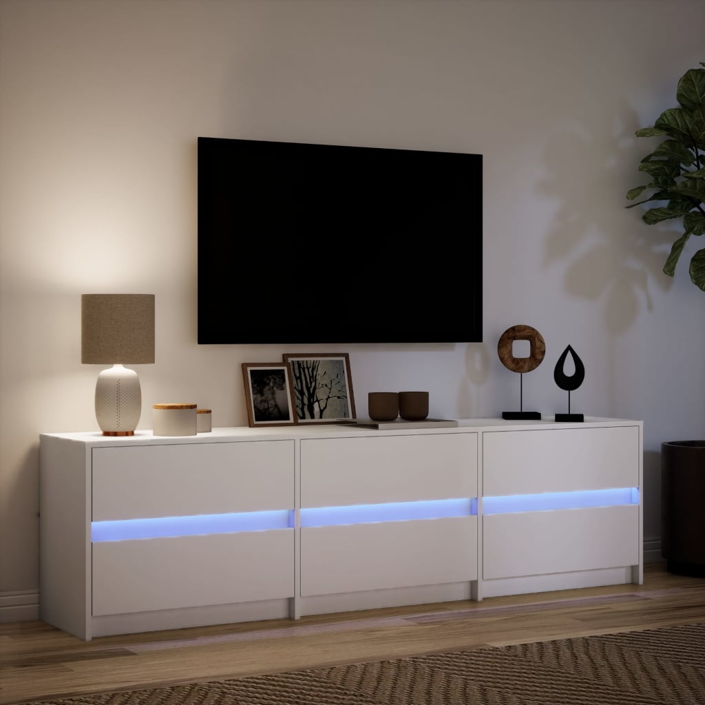 vidaXL Mueble de TV con LED madera de ingeniería blanco 180x34x50 cm