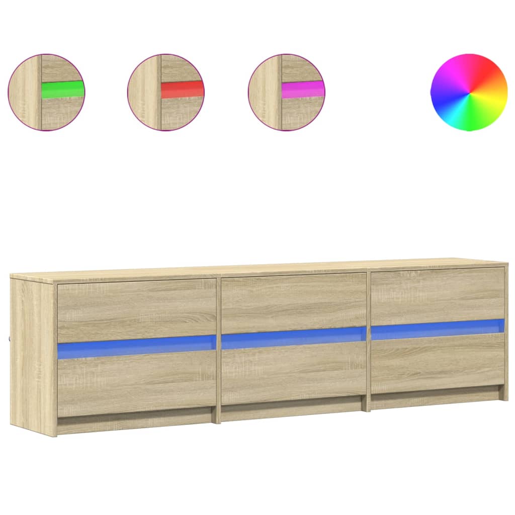 vidaXL Mueble de TV LED madera de ingeniería roble Sonoma 180x34x50 cm