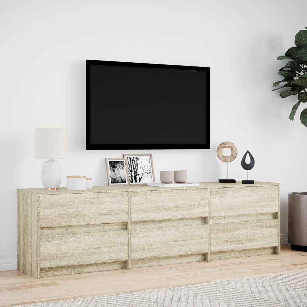 vidaXL Mueble de TV LED madera de ingeniería roble Sonoma 180x34x50 cm