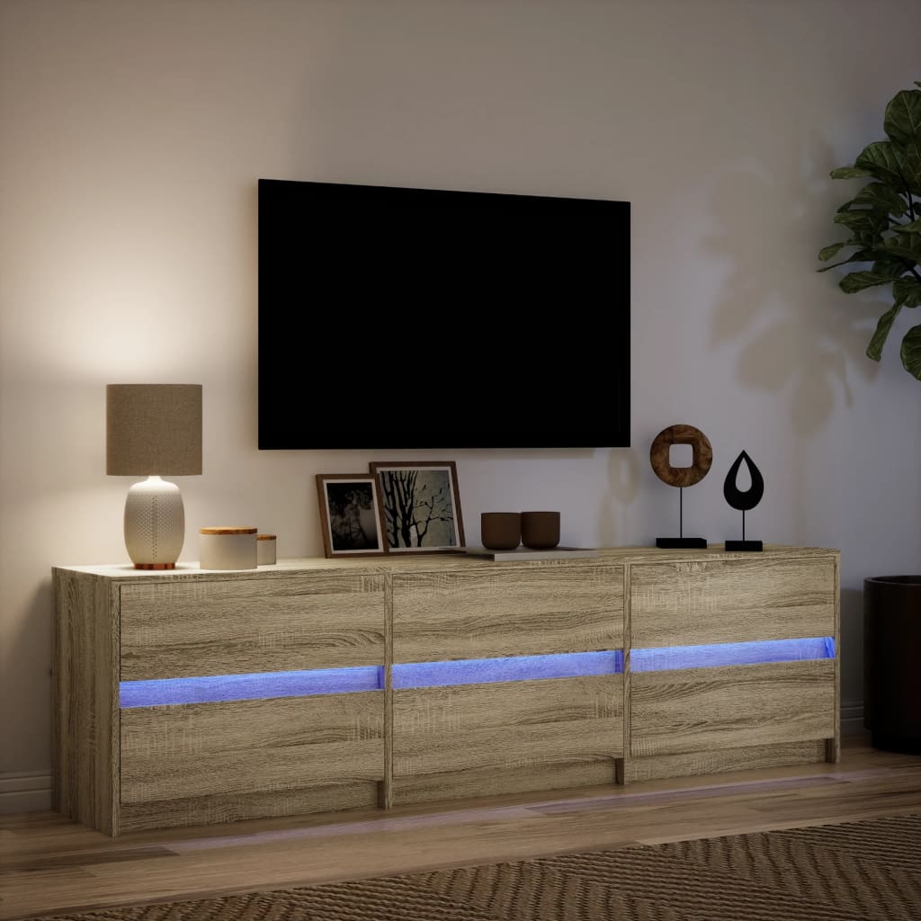 vidaXL Mueble de TV LED madera de ingeniería roble Sonoma 180x34x50 cm