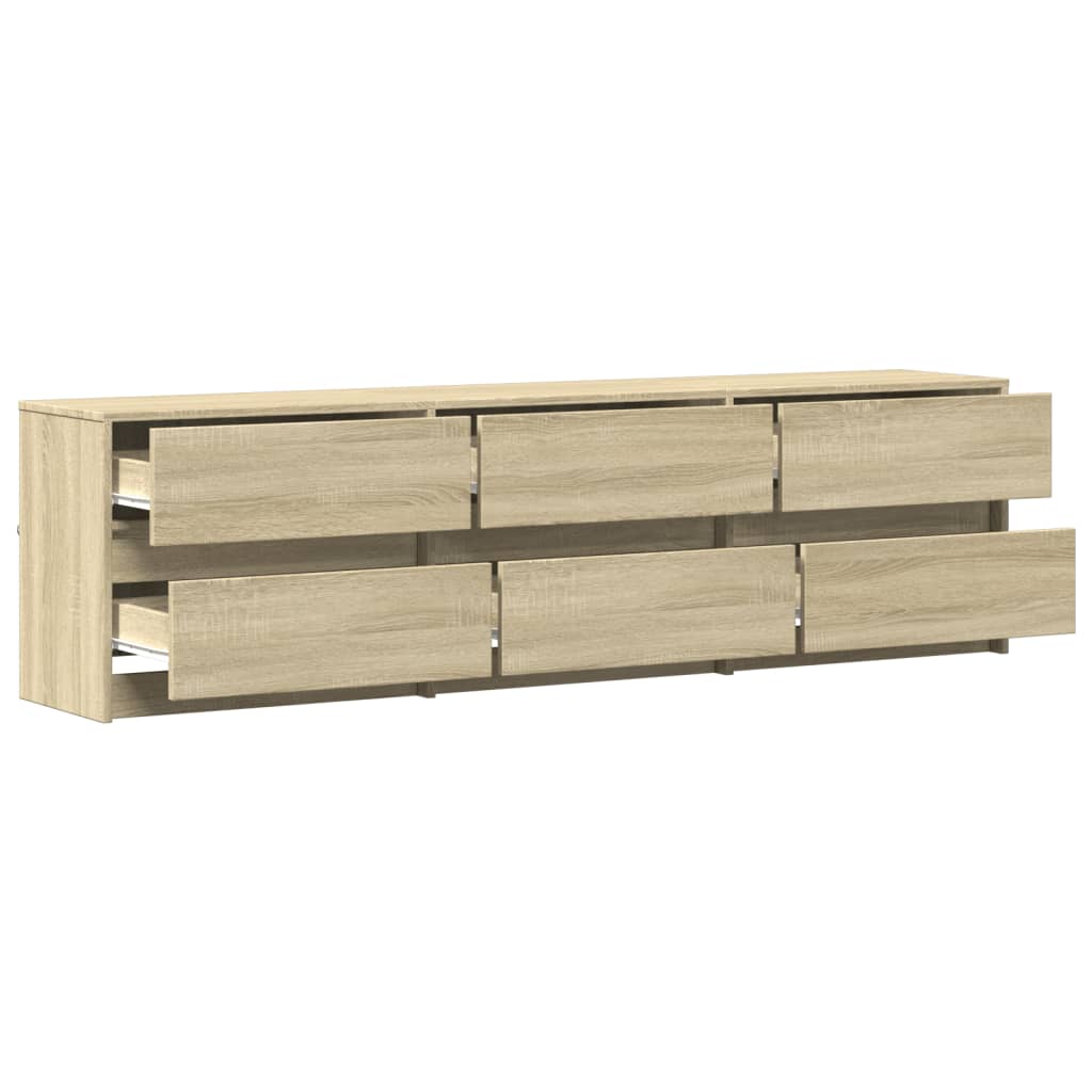 vidaXL Mueble de TV LED madera de ingeniería roble Sonoma 180x34x50 cm