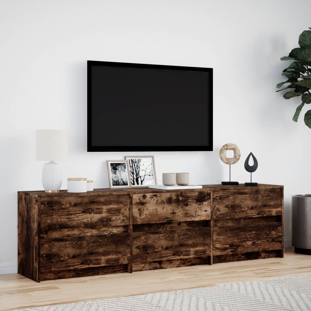 vidaXL Mueble de TV LED madera ingeniería roble ahumado 180x34x50 cm