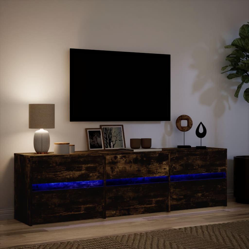 vidaXL Mueble de TV LED madera ingeniería roble ahumado 180x34x50 cm