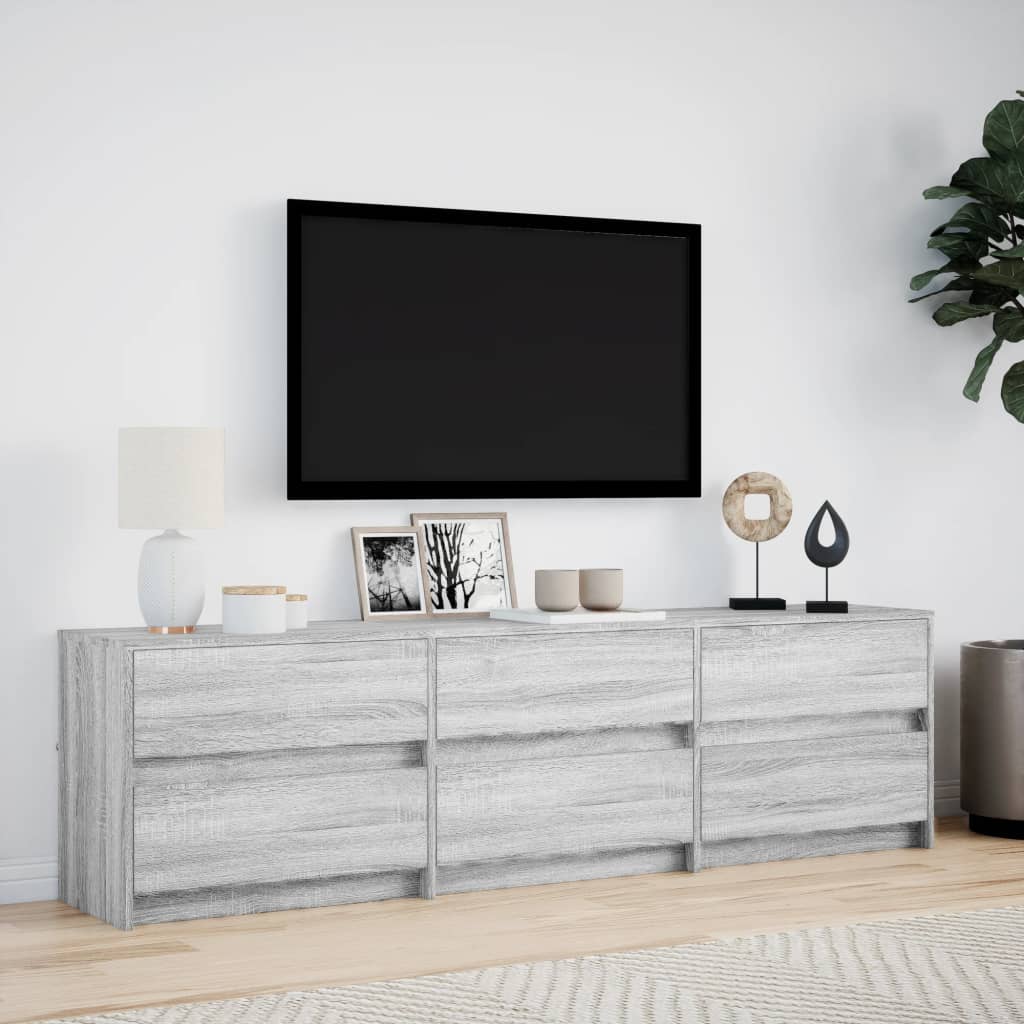 vidaXL Mueble de TV con LED madera ingeniería gris Sonoma 180x34x50 cm