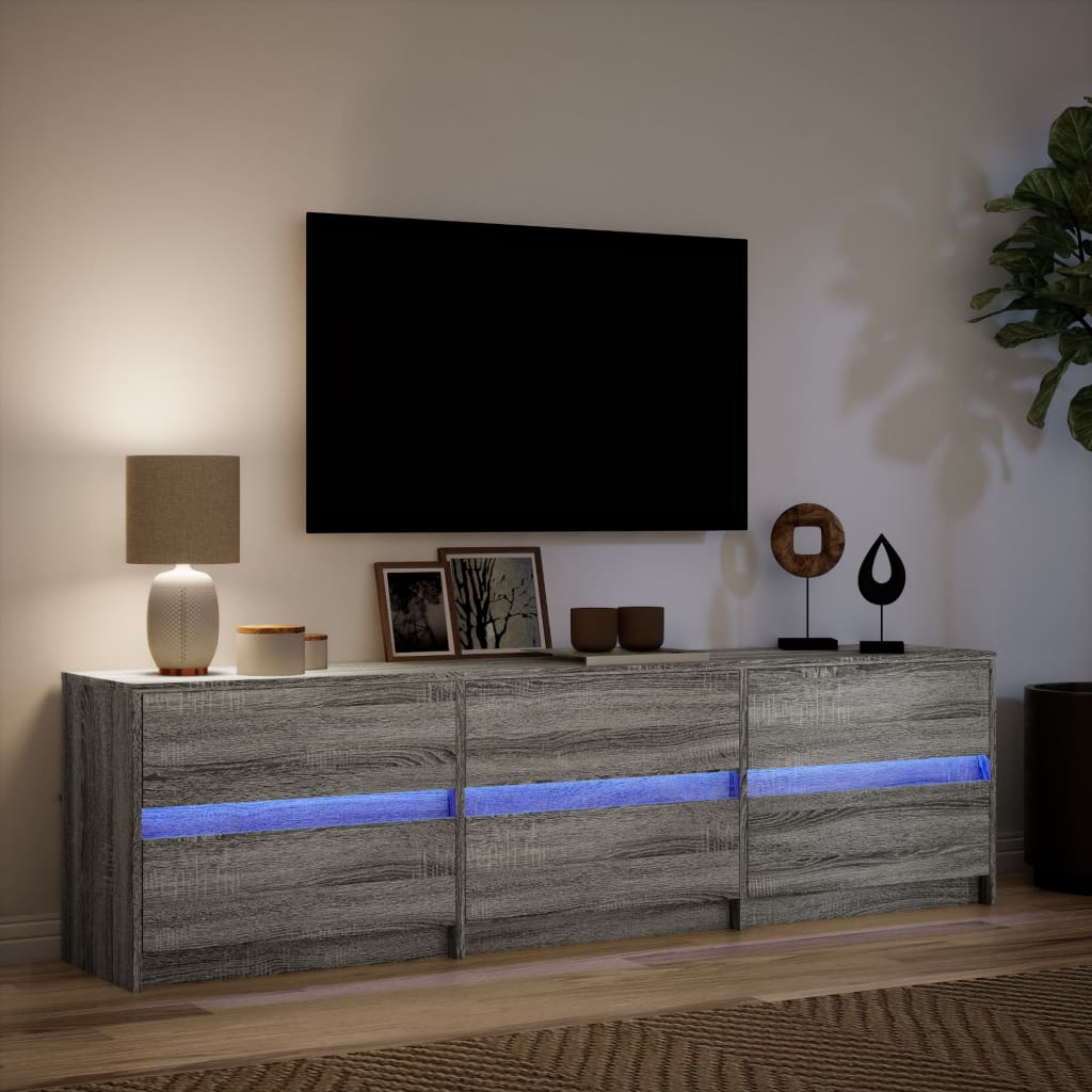 vidaXL Mueble de TV con LED madera ingeniería gris Sonoma 180x34x50 cm