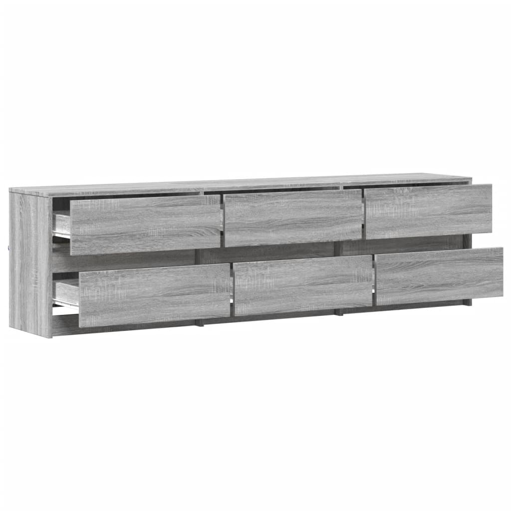 vidaXL Mueble de TV con LED madera ingeniería gris Sonoma 180x34x50 cm