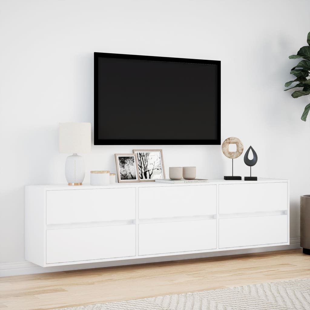 vidaXL Mueble de TV de pared con LED blanco 180x31x45 cm