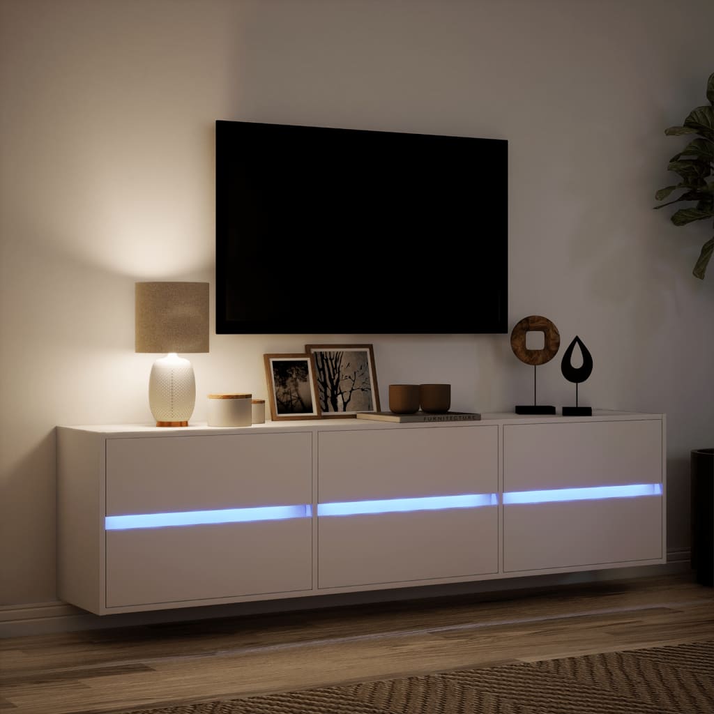 vidaXL Mueble de TV de pared con LED blanco 180x31x45 cm