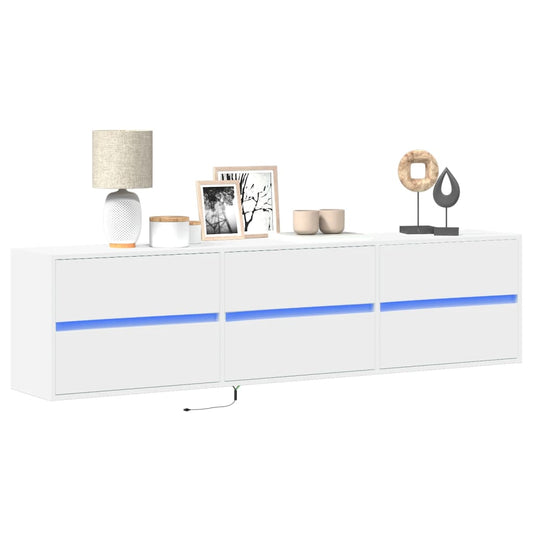 vidaXL Mueble de TV de pared con LED blanco 180x31x45 cm