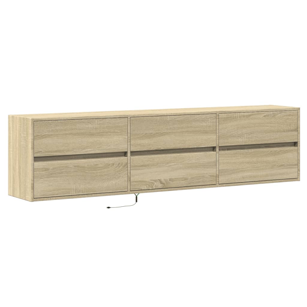 vidaXL Mueble de TV de pared con LED roble Sonoma 180x31x45 cm