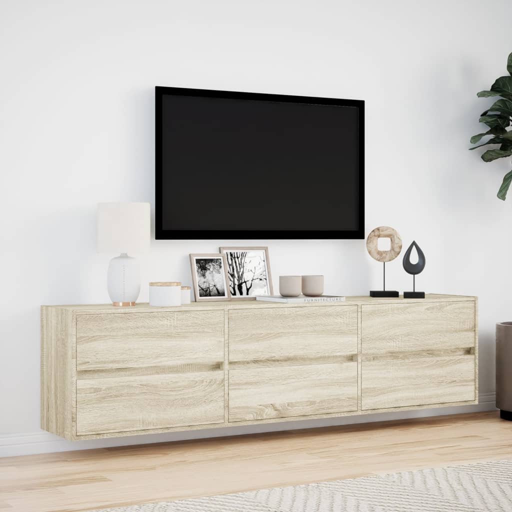 vidaXL Mueble de TV de pared con LED roble Sonoma 180x31x45 cm