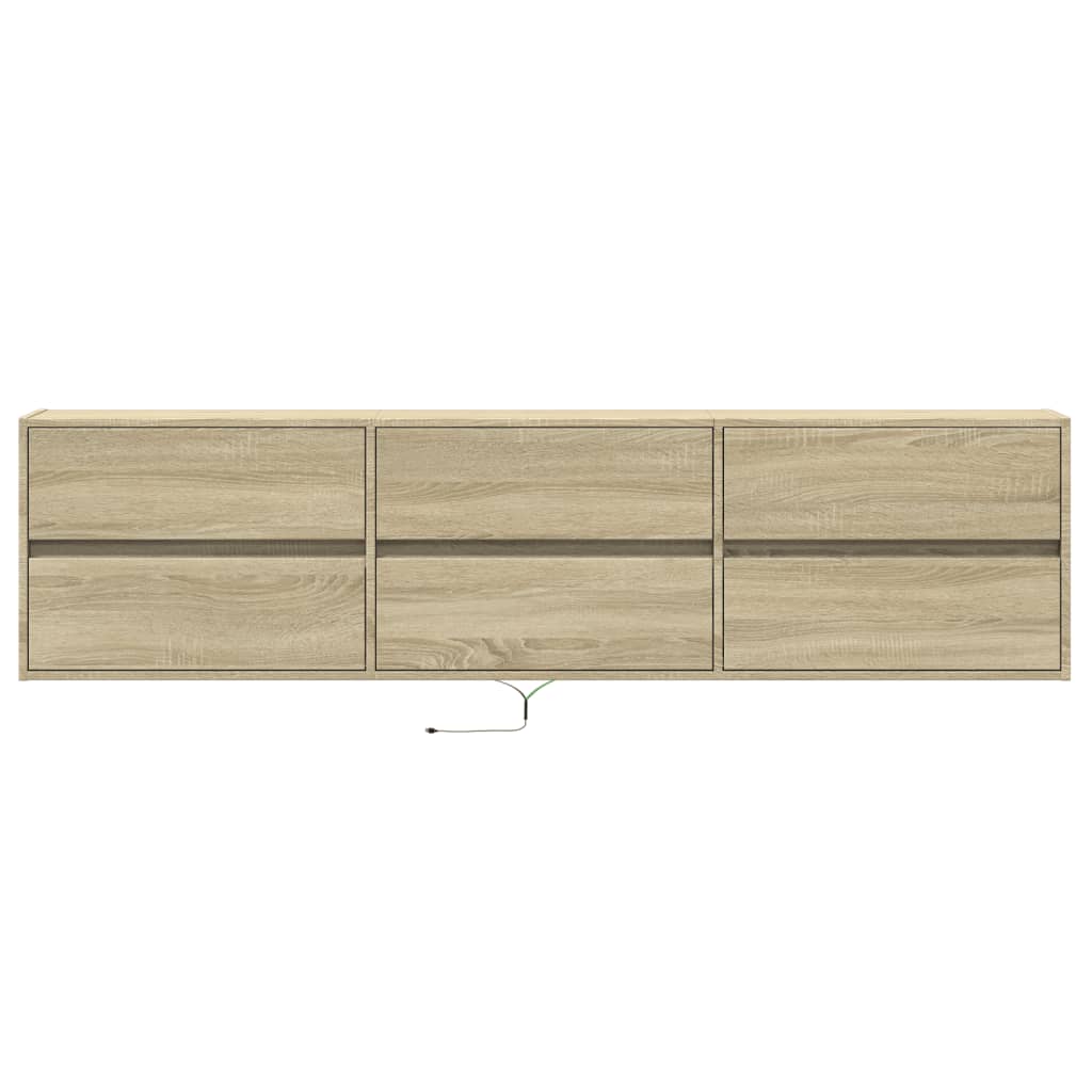 vidaXL Mueble de TV de pared con LED roble Sonoma 180x31x45 cm