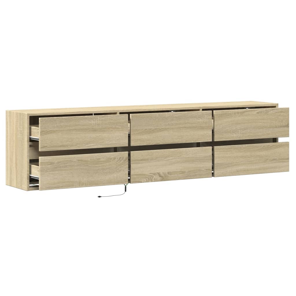 vidaXL Mueble de TV de pared con LED roble Sonoma 180x31x45 cm