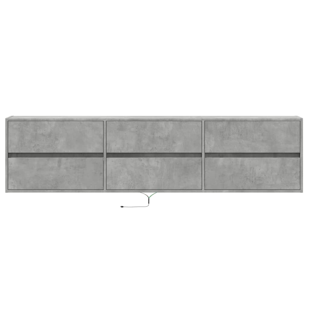 vidaXL Mueble de TV de pared con LED gris hormigón 180x31x45 cm