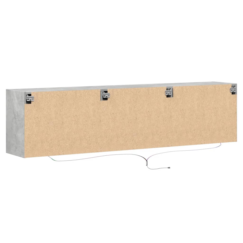 vidaXL Mueble de TV de pared con LED gris hormigón 180x31x45 cm