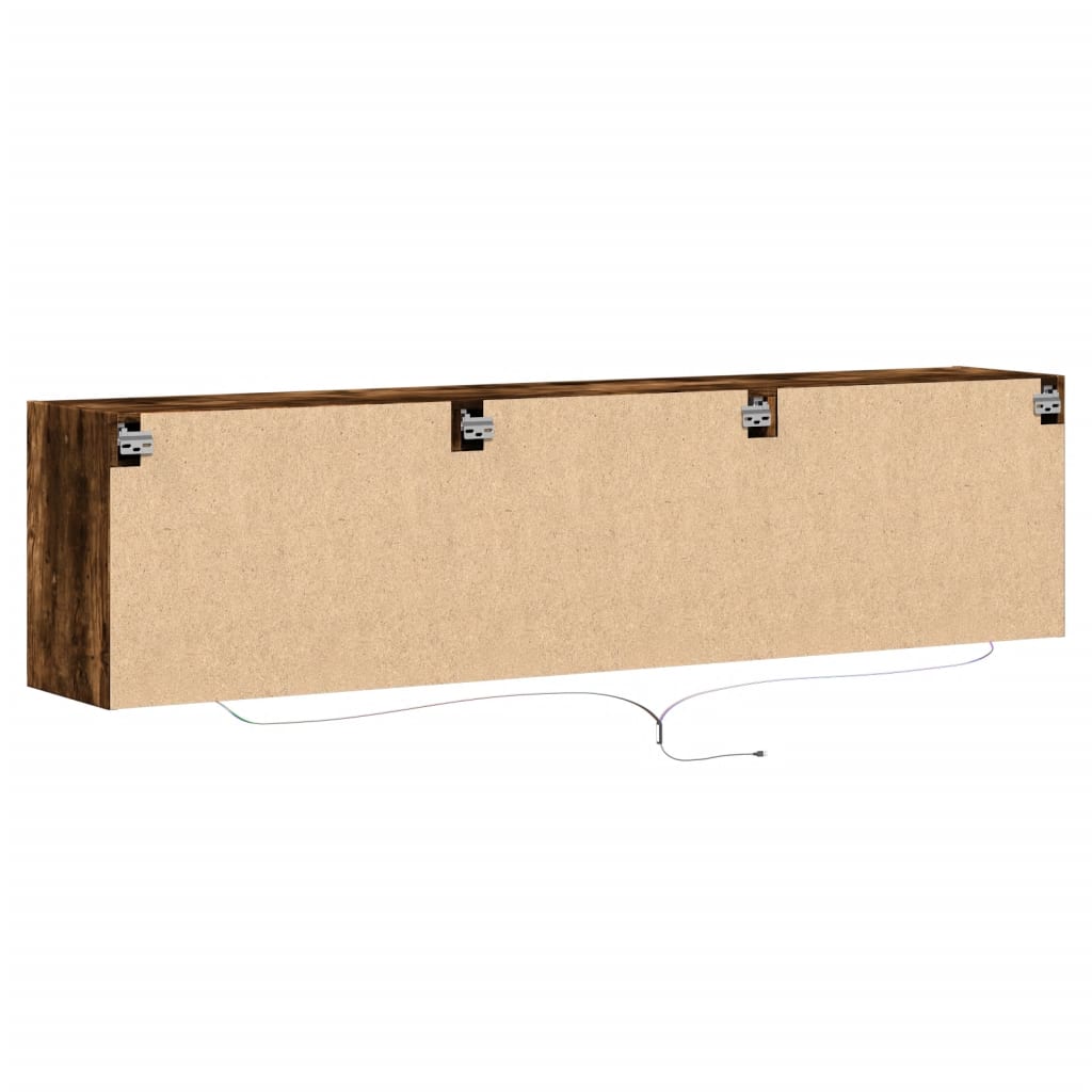 vidaXL Mueble de TV de pared con LED roble ahumado 180x31x45 cm