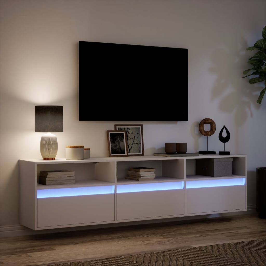 vidaXL Mueble de TV de pared con LED blanco 180x31x45 cm