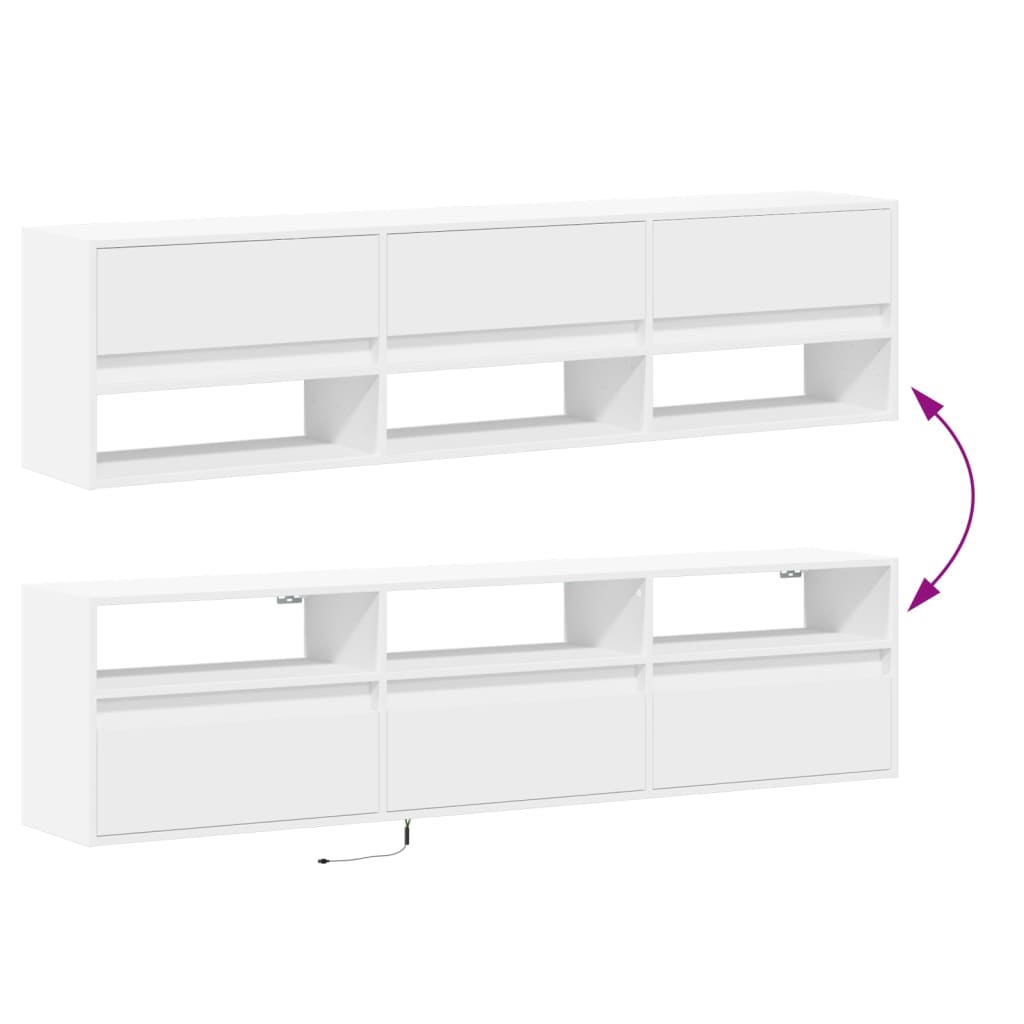 vidaXL Mueble de TV de pared con LED blanco 180x31x45 cm