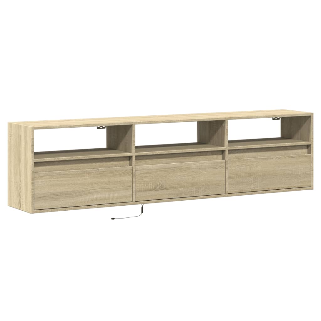 vidaXL Mueble de TV de pared con LED roble Sonoma 180x31x45 cm