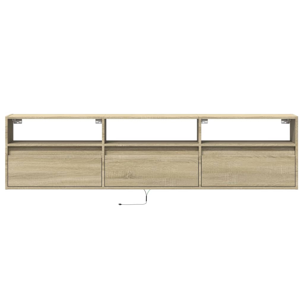 vidaXL Mueble de TV de pared con LED roble Sonoma 180x31x45 cm