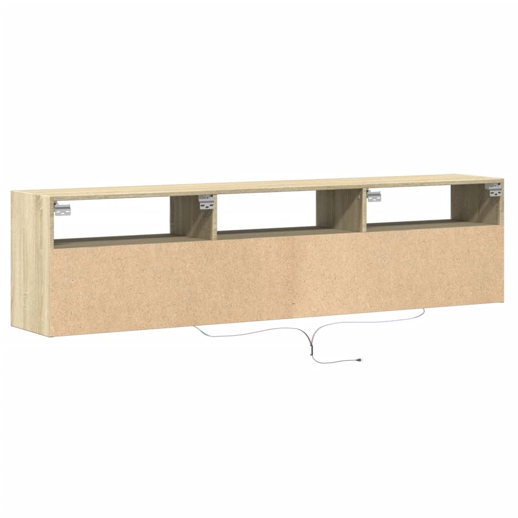 vidaXL Mueble de TV de pared con LED roble Sonoma 180x31x45 cm