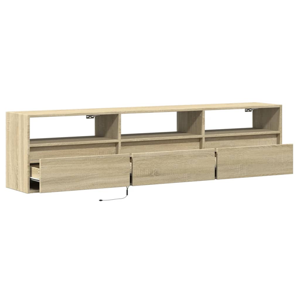 vidaXL Mueble de TV de pared con LED roble Sonoma 180x31x45 cm