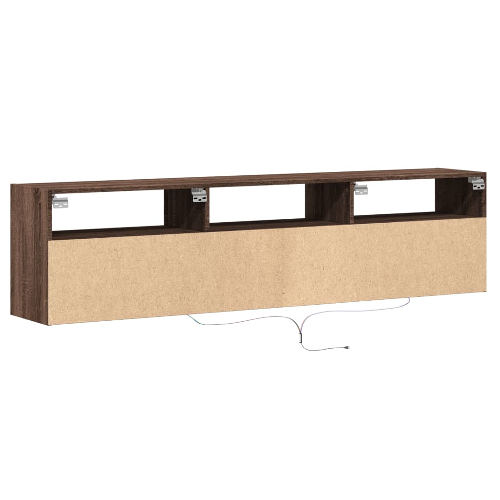 vidaXL Mueble de TV de pared con LED marrón roble 180x31x45 cm