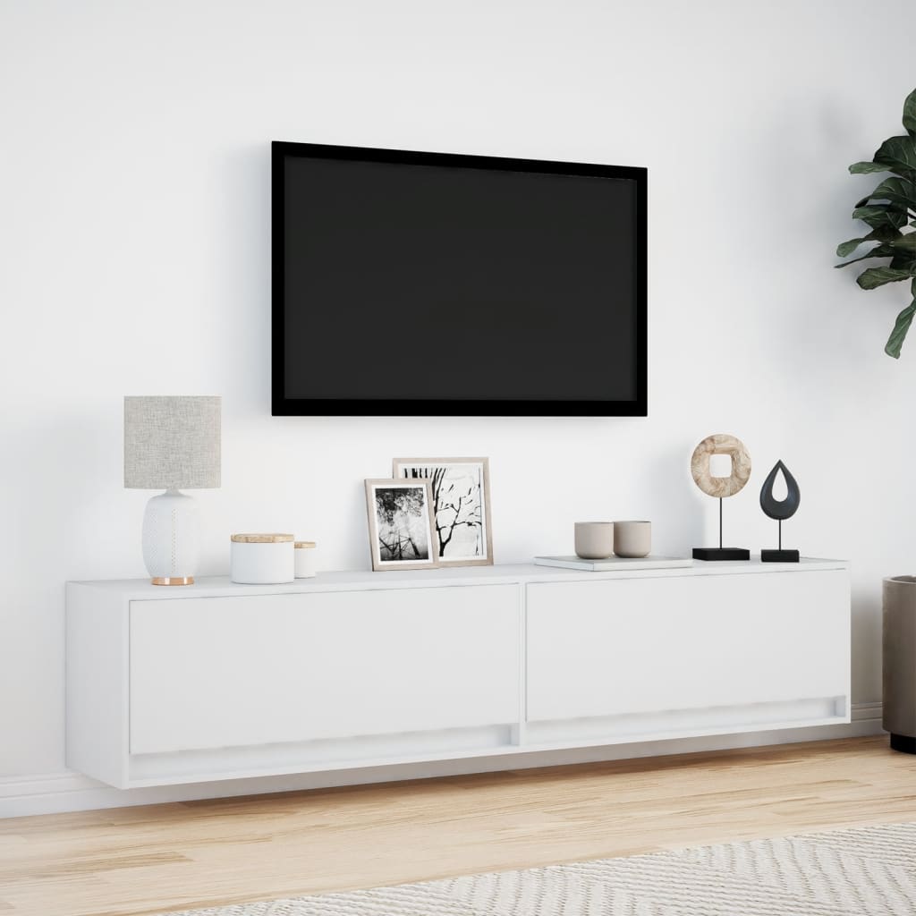 vidaXL Mueble de TV de pared con LED blanco 180x31x38 cm