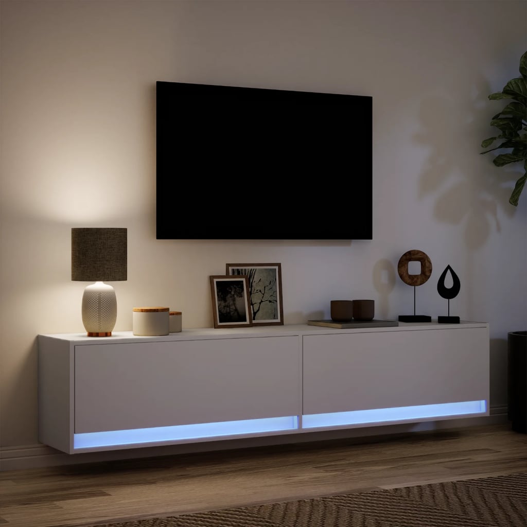 vidaXL Mueble de TV de pared con LED blanco 180x31x38 cm