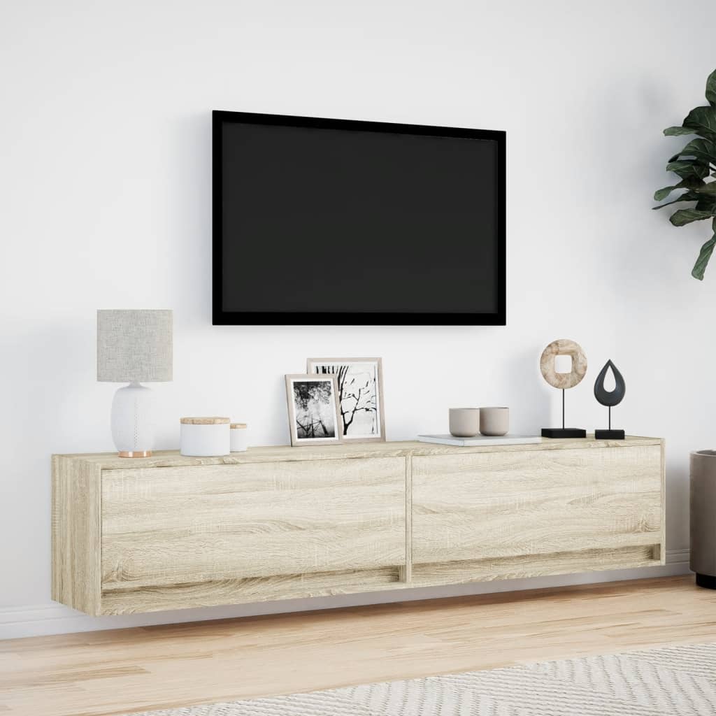 vidaXL Mueble de TV de pared con LED roble Sonoma 180x31x38 cm