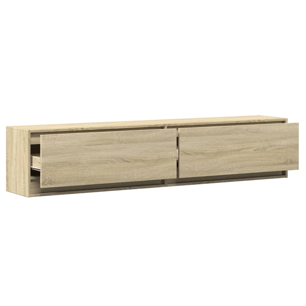 vidaXL Mueble de TV de pared con LED roble Sonoma 180x31x38 cm