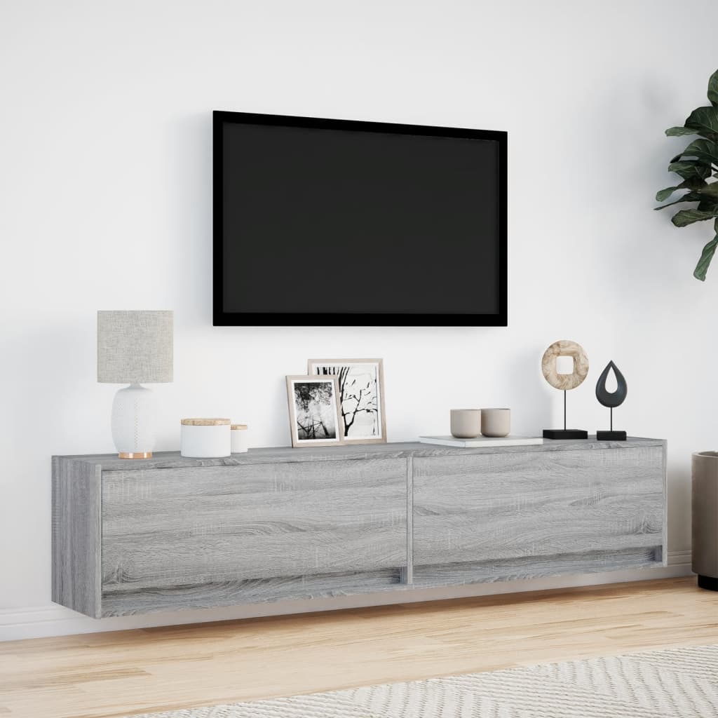 vidaXL Mueble de TV de pared con LED gris Sonoma 180x31x38 cm