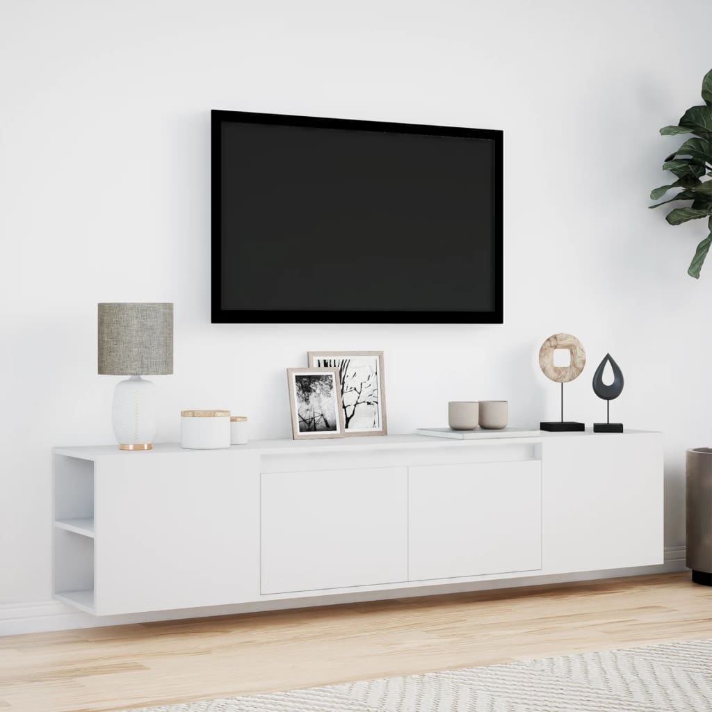 vidaXL Mueble de TV de pared con luz LED blanco 180x31x39,5 cm