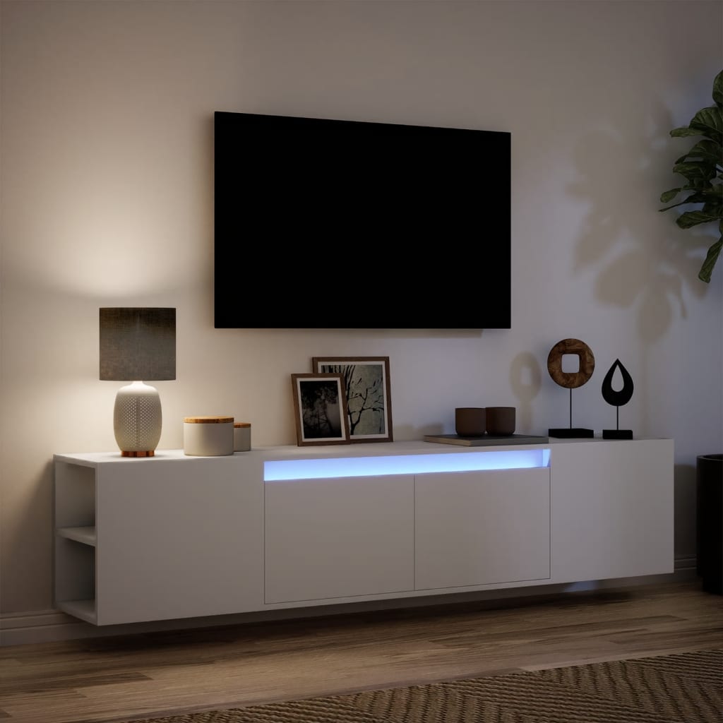 vidaXL Mueble de TV de pared con luz LED blanco 180x31x39,5 cm