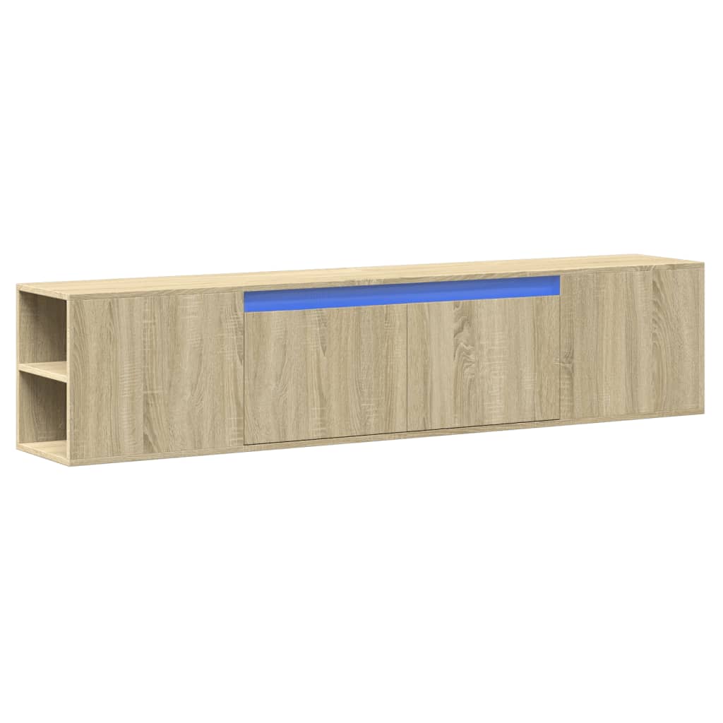 vidaXL Mueble de TV de pared con luz LED roble Sonoma 180x31x39,5 cm