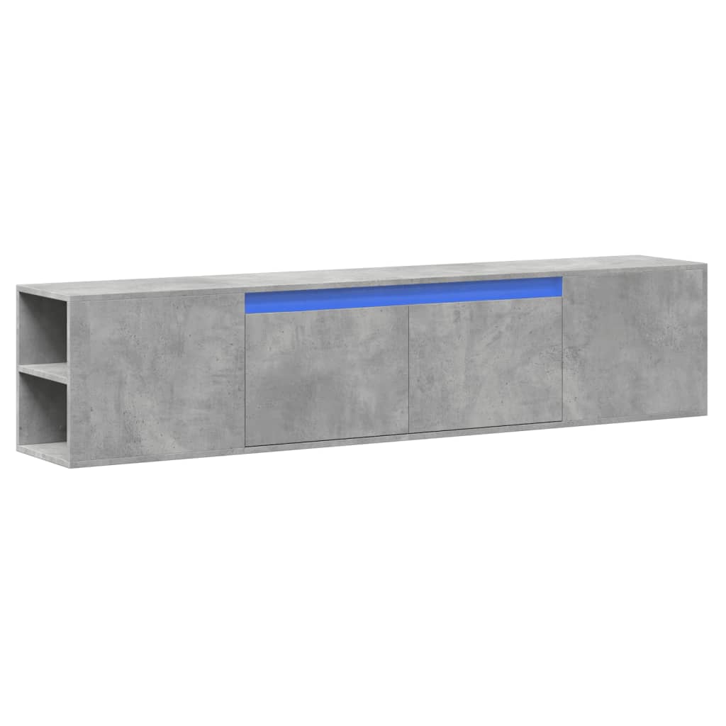 vidaXL Mueble de TV de pared con luz LED gris hormigón 180x31x39,5 cm