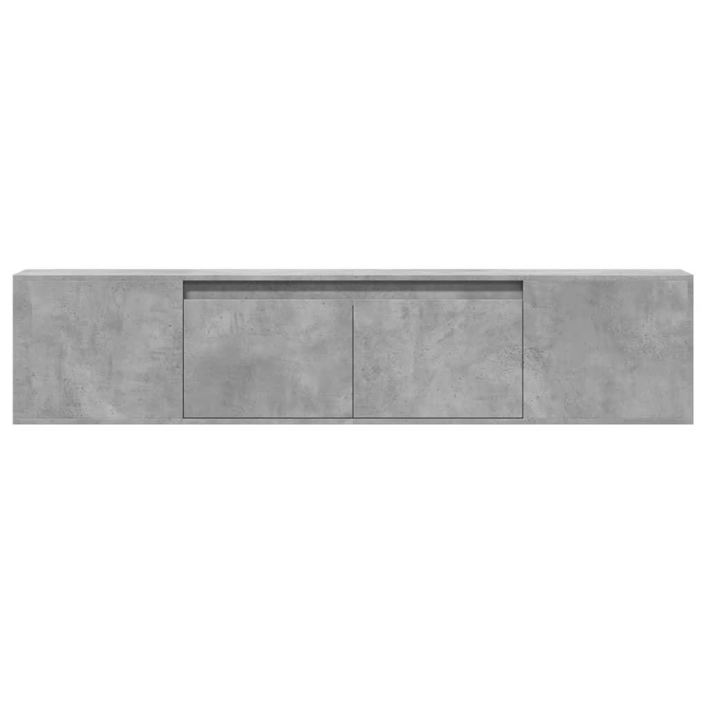 vidaXL Mueble de TV de pared con luz LED gris hormigón 180x31x39,5 cm