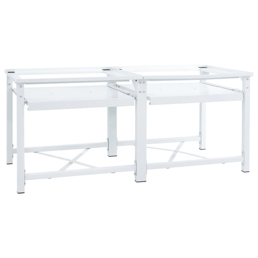 vidaXL Soporte pedestal doble lavadora con estantes extraíbles blanco