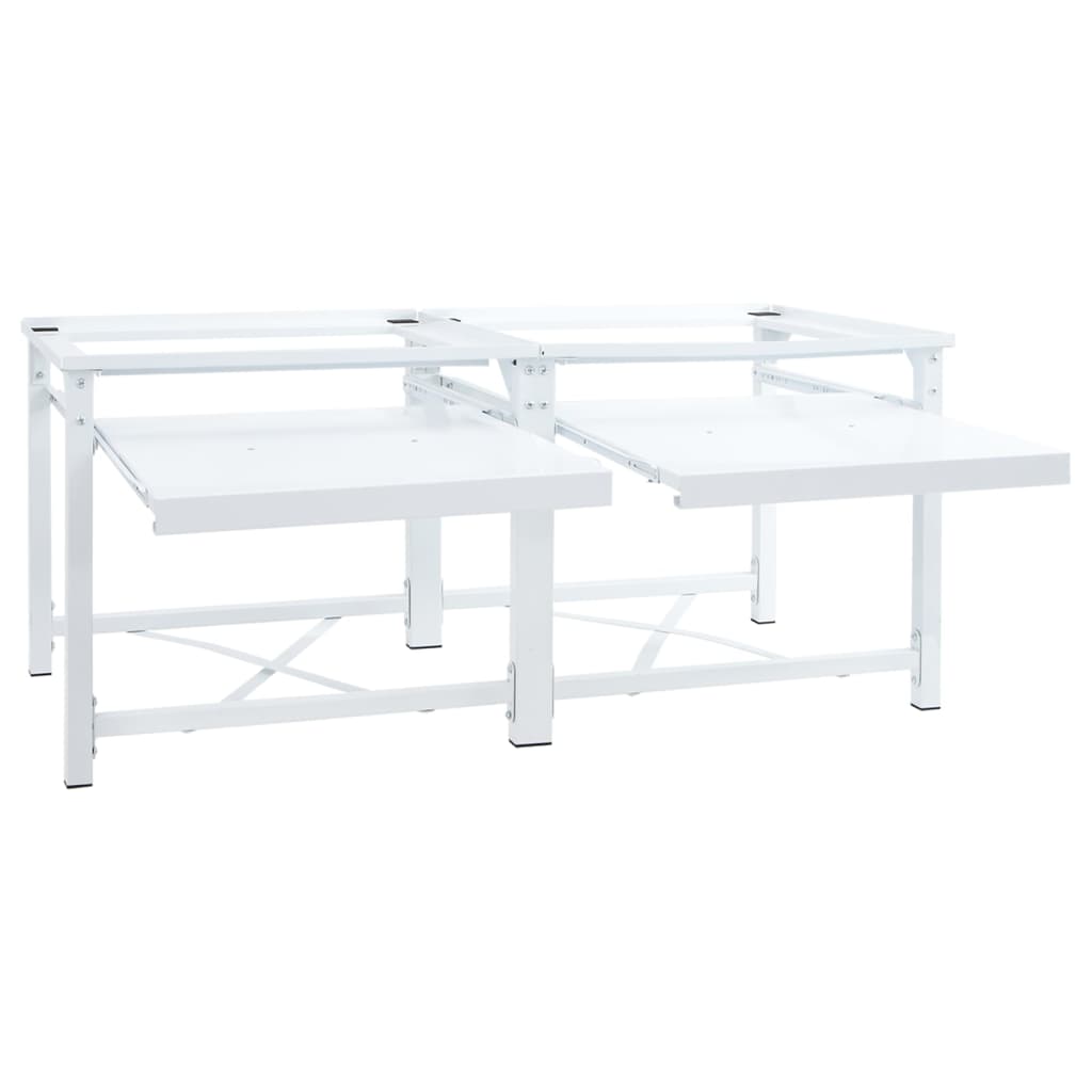 vidaXL Soporte pedestal doble lavadora con estantes extraíbles blanco