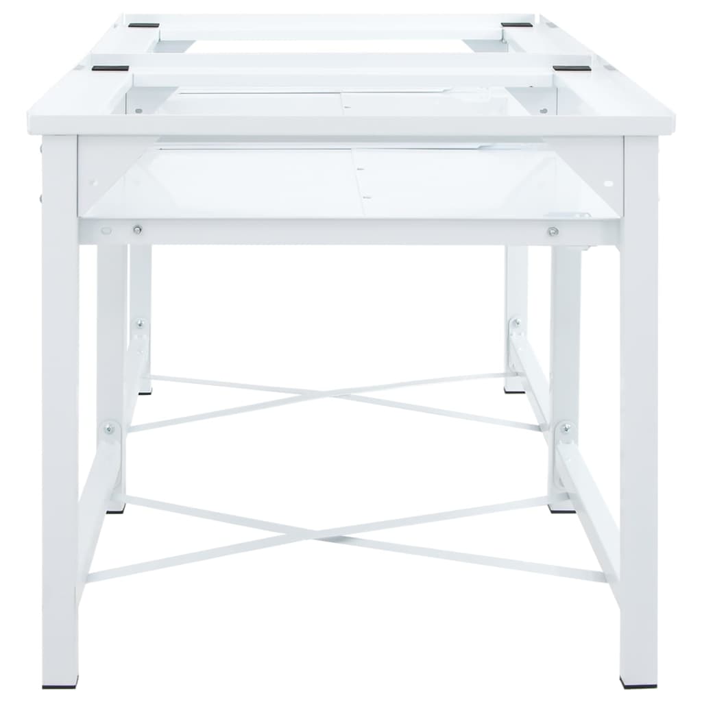 vidaXL Soporte pedestal doble lavadora con estantes extraíbles blanco