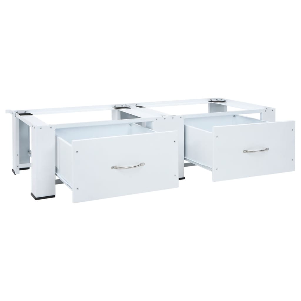 vidaXL Soporte pedestal doble para lavadora con cajones blanco