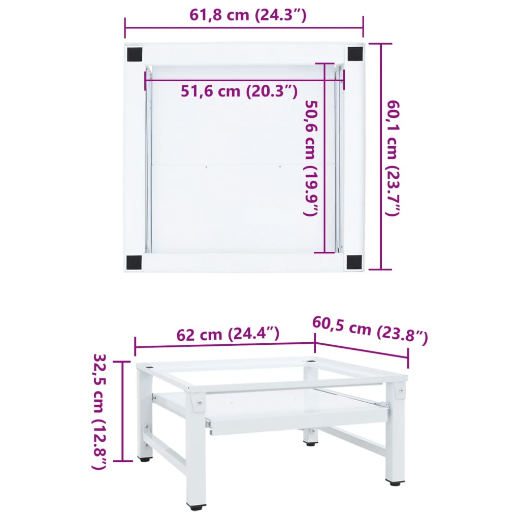 vidaXL Soporte pedestal para lavadora con estante extraíble blanco