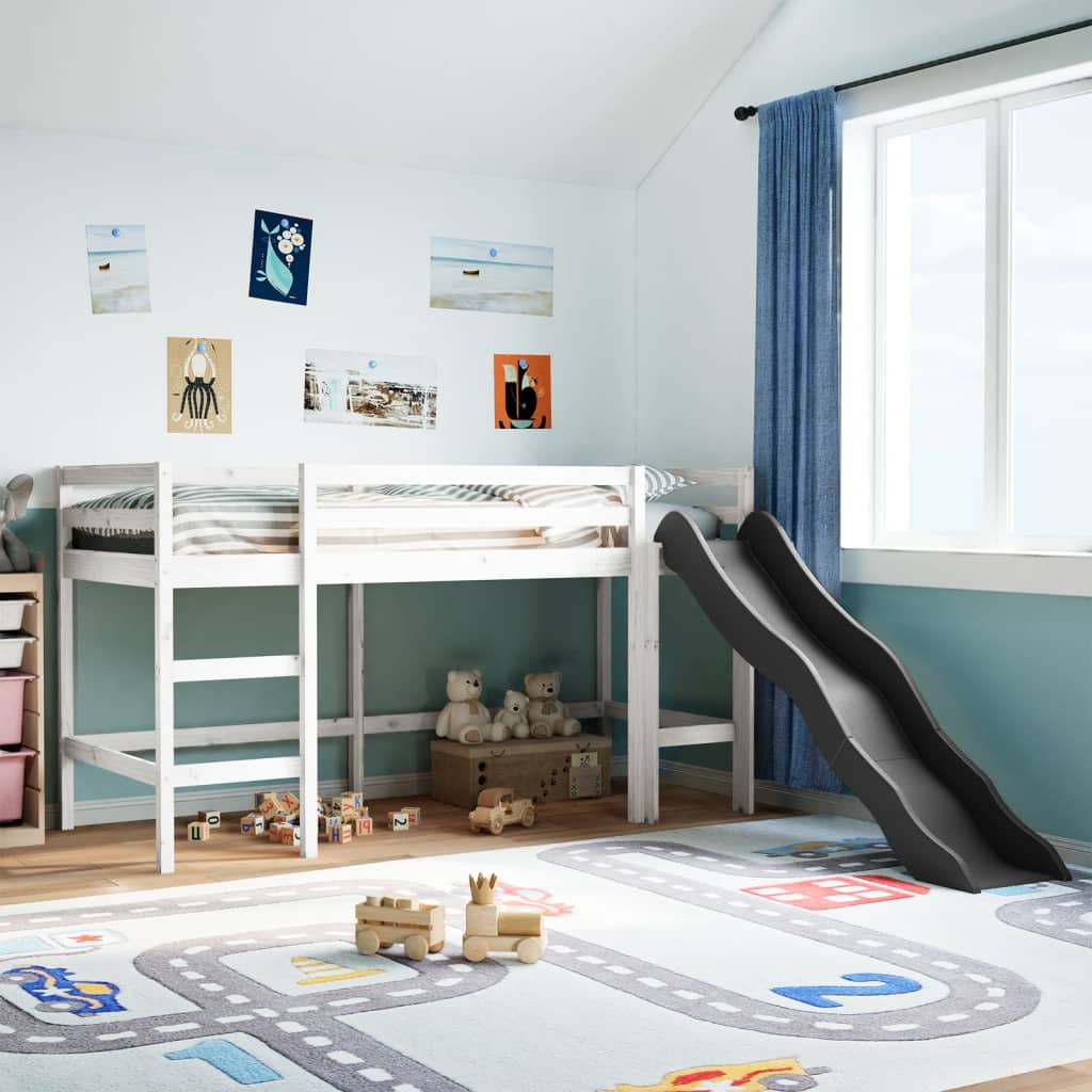 vidaXL Cama alta para niños sin colchón madera pino blanco 80x200 cm