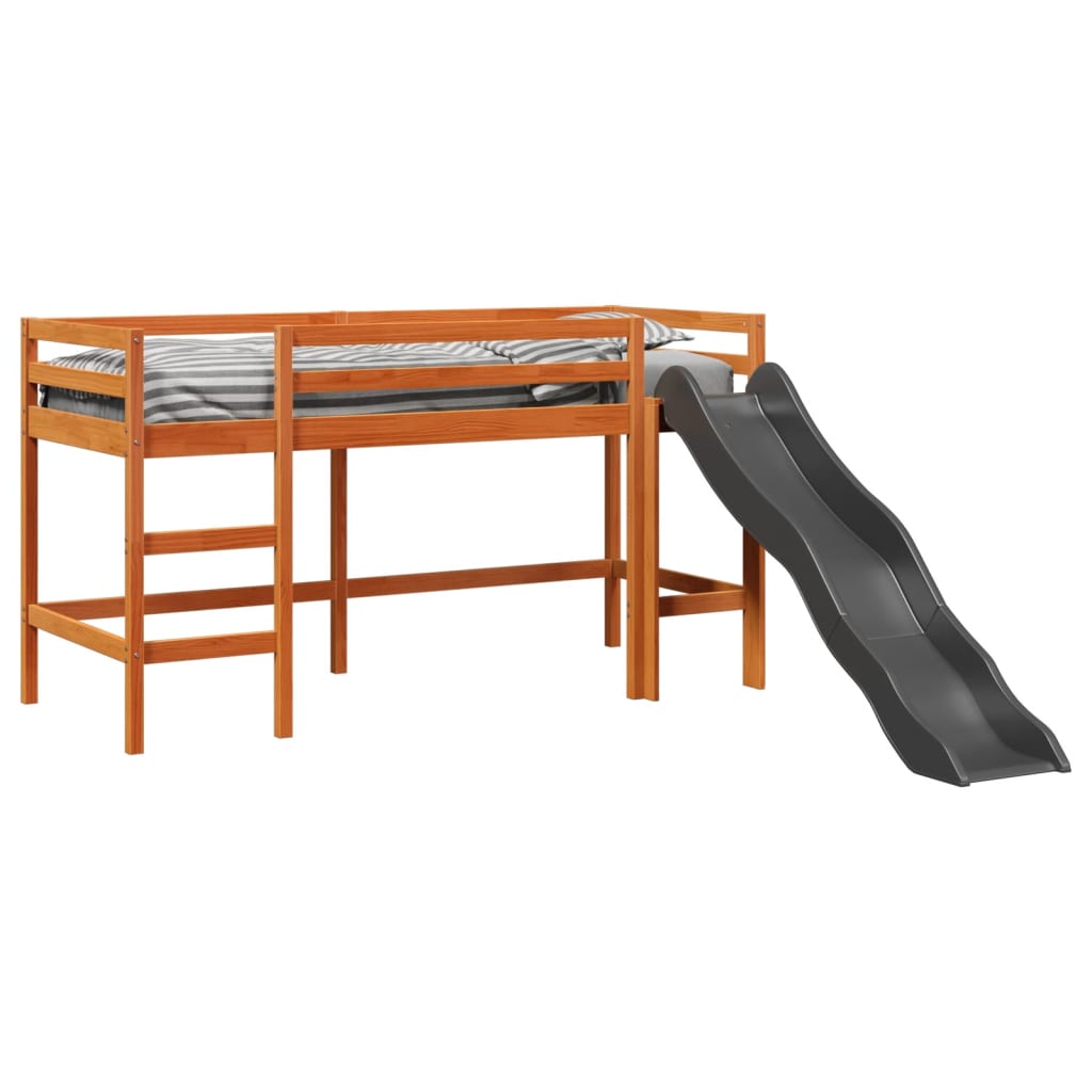 vidaXL Cama alta para niños sin colchón madera pino marrón 90x200 cm