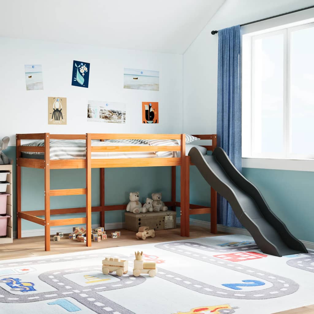 vidaXL Cama alta para niños sin colchón madera pino marrón 90x200 cm