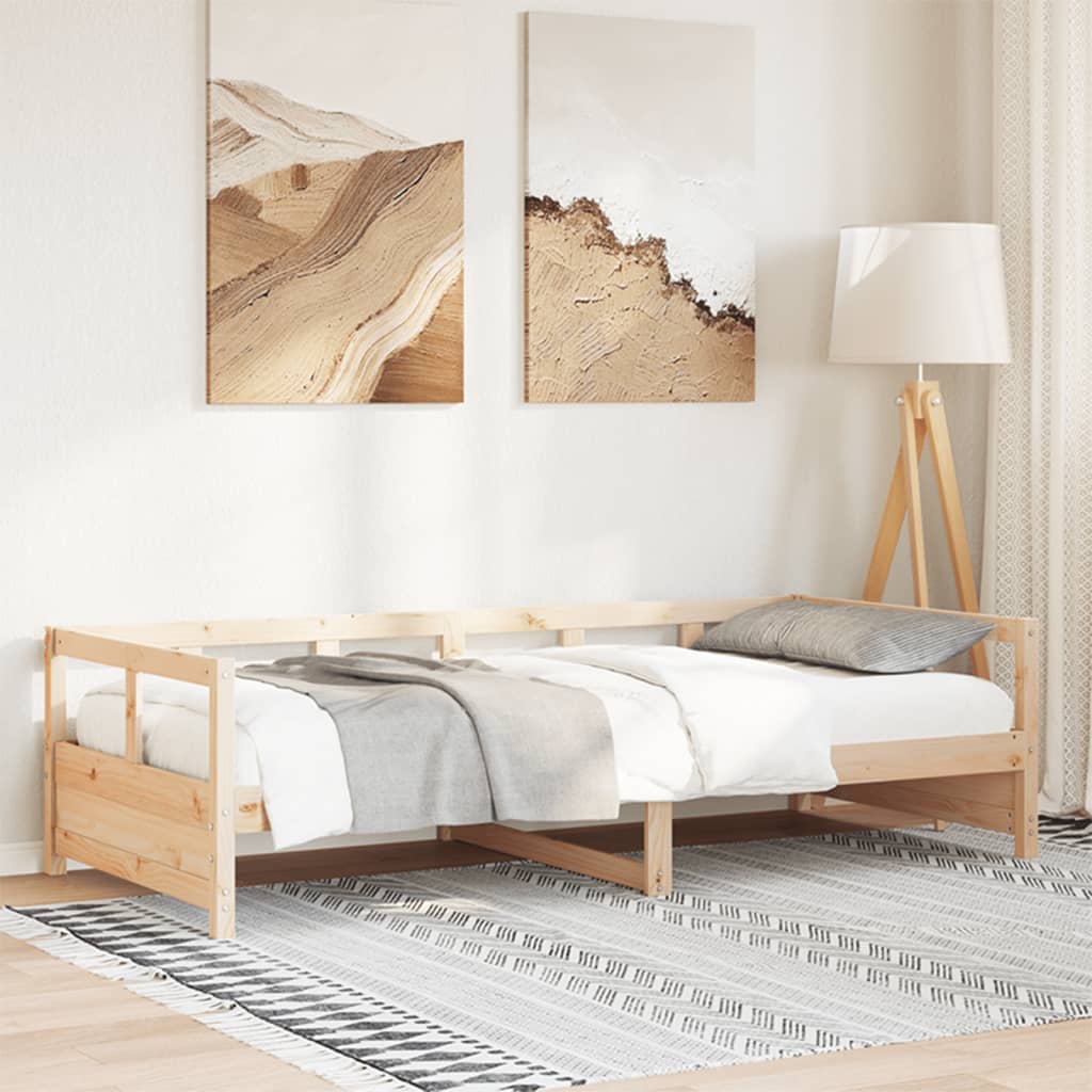 vidaXL Sofá cama madera maciza de pino blanco 90x200 cm