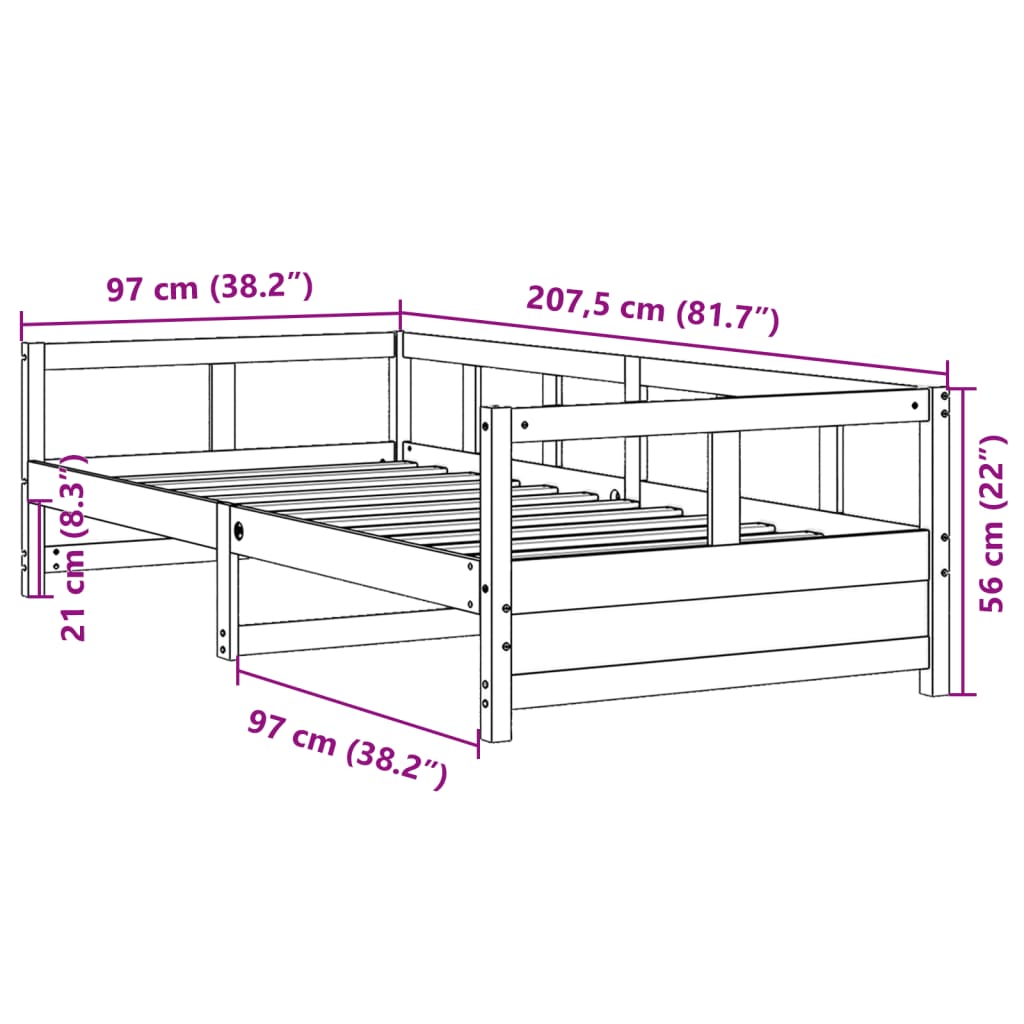 vidaXL Sofá cama madera maciza de pino blanco 90x200 cm