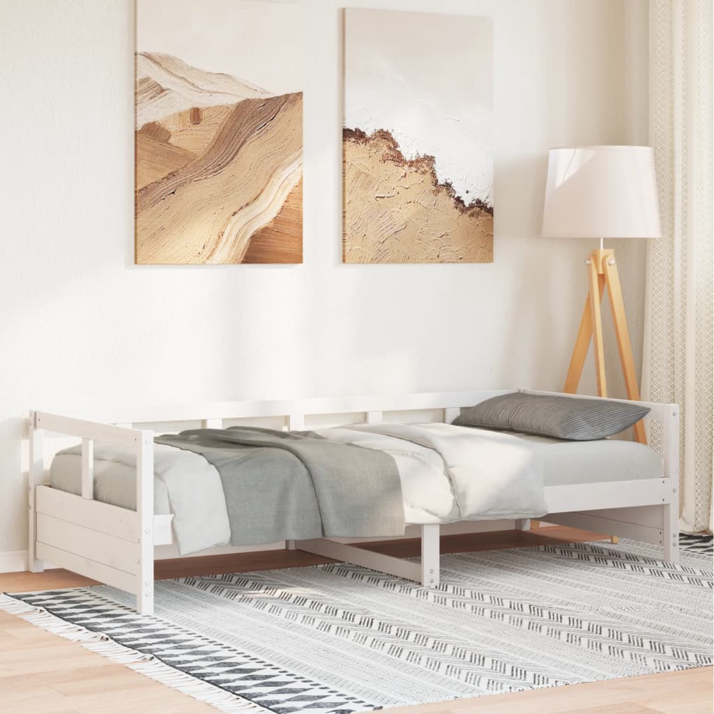 vidaXL Sofá cama sin colchón madera maciza de pino blanco 90x200 cm