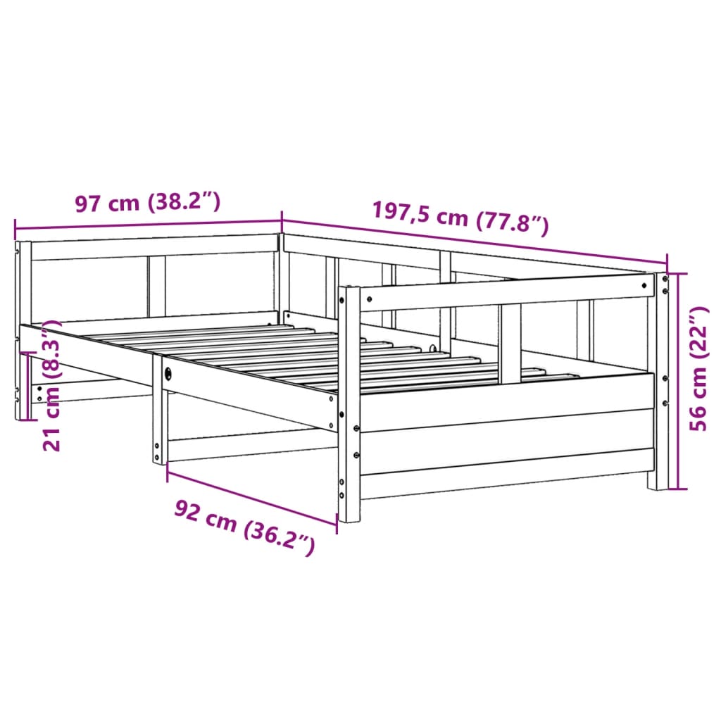 vidaXL Sofá cama sin colchón madera maciza de pino blanco 90x190 cm